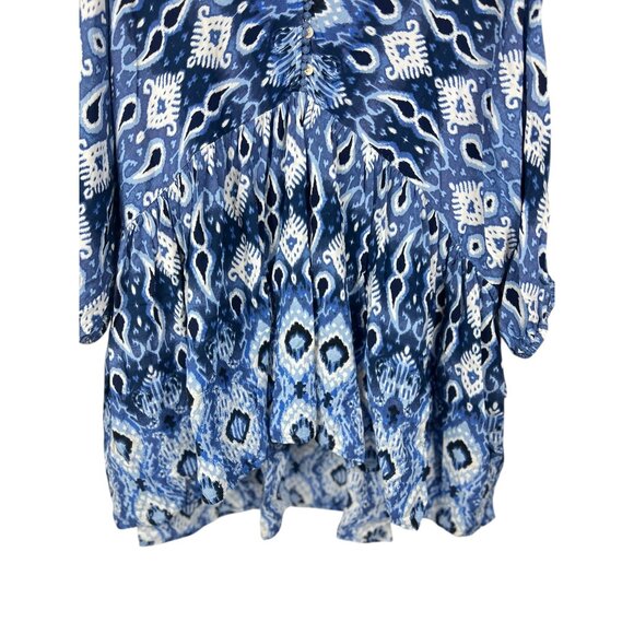 Avenue Womens Blue & White Boho Tunic Top With Button Details Size 22/24 - Picture 9 of 16